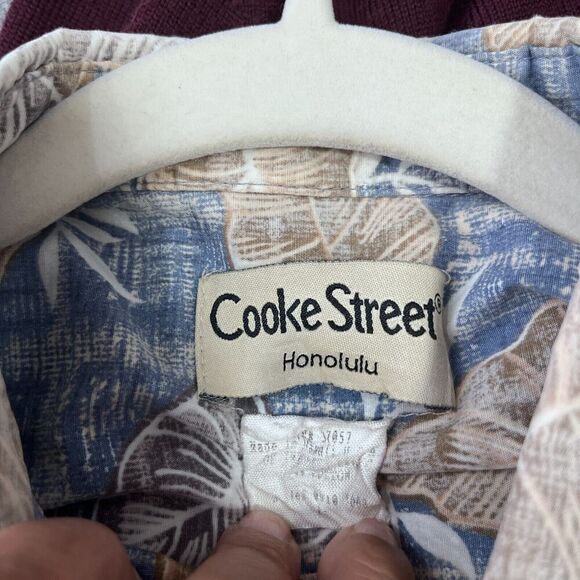 Vintage Cooke Street Shirt Men L Blue Hawaiian Inside Out Tropical Floral Beach - Picture 3 of 11